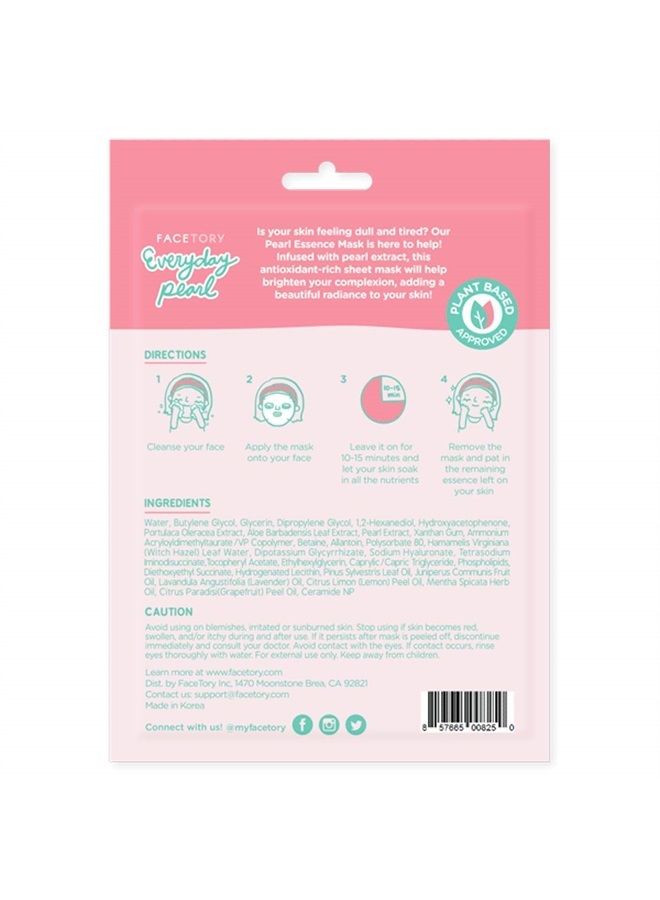 Everyday Pearl Radiance Boosting Mask With No Harsh Chemicals - Soft, Form-Fitting Face Mask, For All Skin Types - Strengthening, Balancing, and Illuminating (Pack of 10)