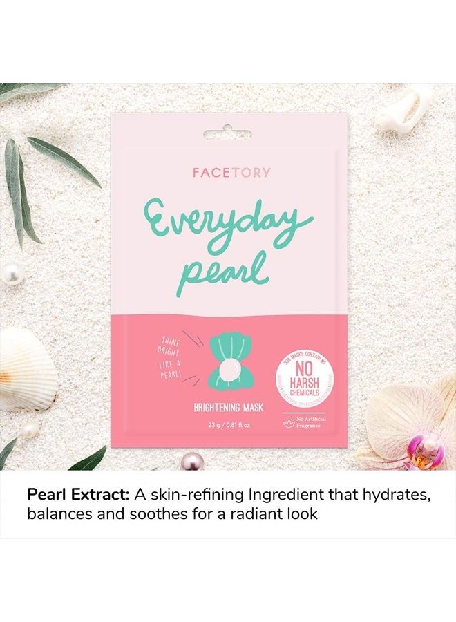 Everyday Pearl Radiance Boosting Mask With No Harsh Chemicals - Soft, Form-Fitting Face Mask, For All Skin Types - Strengthening, Balancing, and Illuminating (Pack of 10)