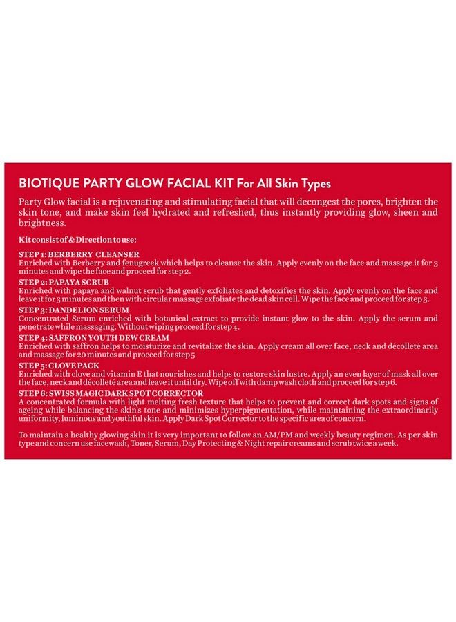 Party Ready Insta Glow Facial Kit Complete 6 Step Facial Kit 65G Multicolor (Pack Of 2)