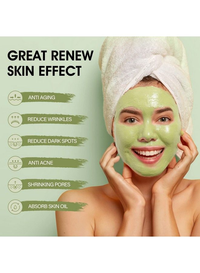 Green Tea Face Mask Antioxidant Green Tea Clay Mask With Volcanic Mud Deep Cleansing & Moisturizing & Hydrating Clay Facial Mask For Pores Blackheads Wrinkles Dirts