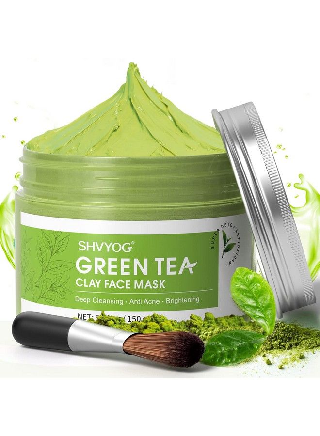 Green Tea Face Mask Antioxidant Green Tea Clay Mask With Volcanic Mud Deep Cleansing & Moisturizing & Hydrating Clay Facial Mask For Pores Blackheads Wrinkles Dirts