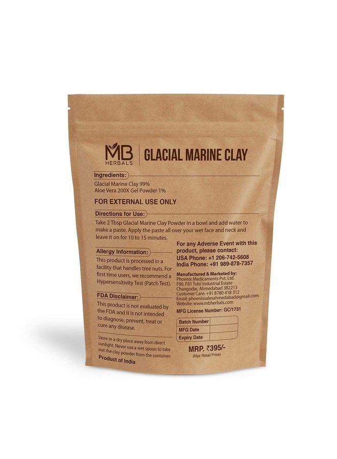 Glacial Marine Clay 8 Oz / 0.5 Lb | For Face Packs & Masks | Soap Making