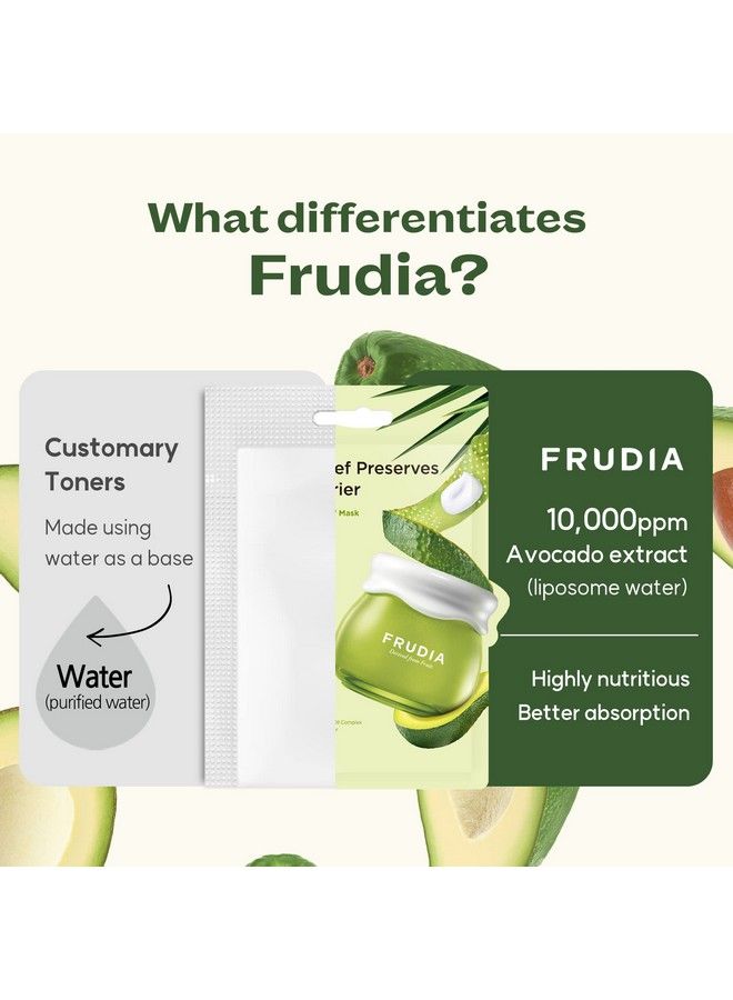 Avocado Relief Cream Mask | Korean Skin Care Moisturizing Face Mask Sheet | Korean Sheet Mask Pack Face Moisturizer Hydrating Face Masks W/Avocado Extracts & Madecassoside (Pack Of 10)
