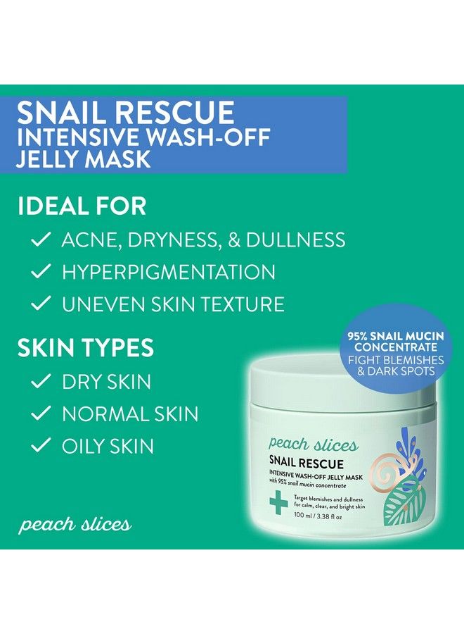 | Snail Rescue Intensive Treatment Washoff Face Mask | 95% Snail Mucin | For Dark Spots & Blemishes | Refreshing & Calming Mask | Clear Radiant & Hydrated Skin | Skin Care | 3.38 Oz