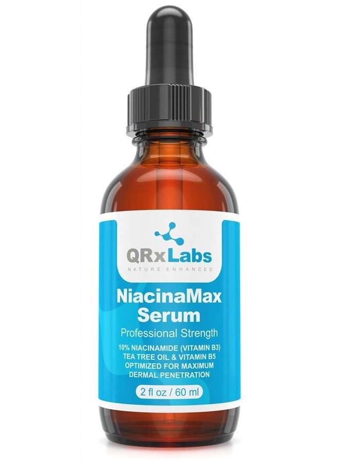 NiacinaMax Serum with 10% Niacinamide (Vitamin B3), Tea Tree Oil, Calendula Extract, Allantoin and Vit. B5 & E – Enhanced Dermal Penetration – Shrinks Pores & Reduces Blemishes on Skin – 2 oz / 60 ml