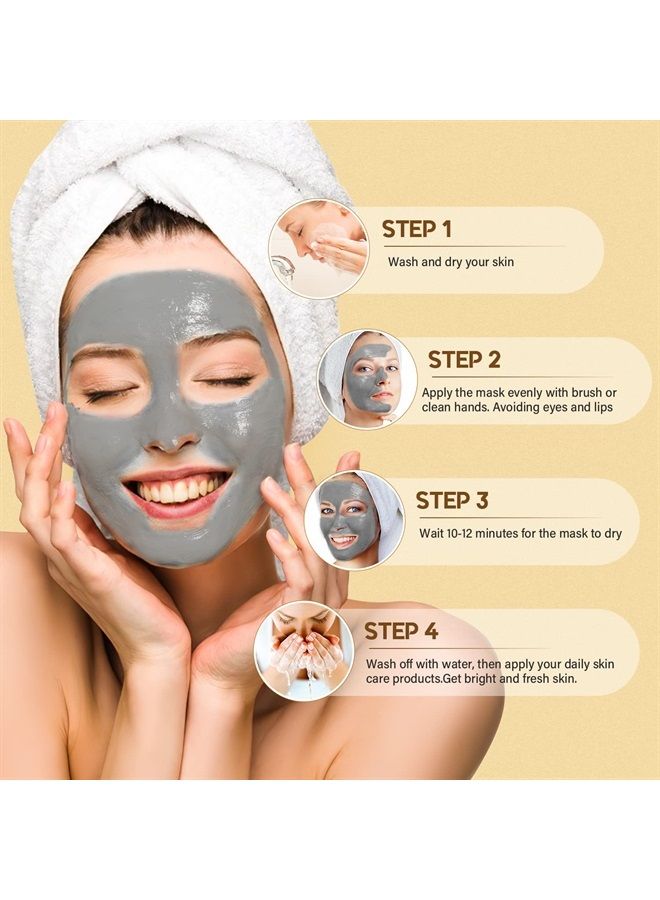 Turmeric Vitamin C Clay Mask, Dead Sea Mud Mask, and Himalayan Clay Mask, Facial Skin Care Set for Deep Pore Cleansing, Reduce Blackheads Acne, Dark Spots, Oil Control, and Radiant Skin