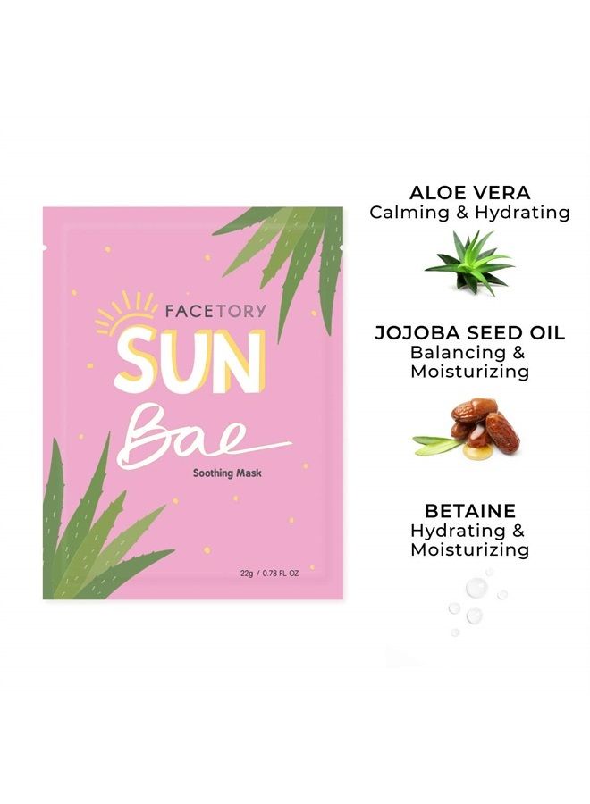 Sun Bae Soothing Sheet Mask with Aloe Vera - Soft Sheet Mask, For All Skin Types - Soothing, Sun Care, Calming, and Hydrating Face Mask (Pack of 10)