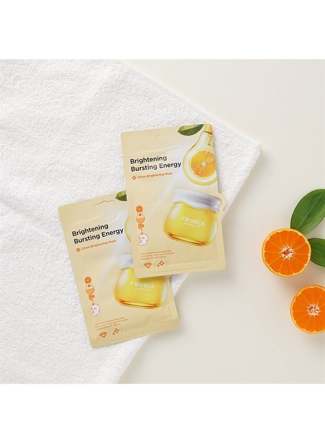 WELCOS Citrus Brightening Mask - Korean Face Mask Skincare | Brightening Face Masks Skincare Sheet Masks for Face Korean Moisturizer | Hydrating Face Mask Sheets (Pack of 10, 0.67 fl oz)