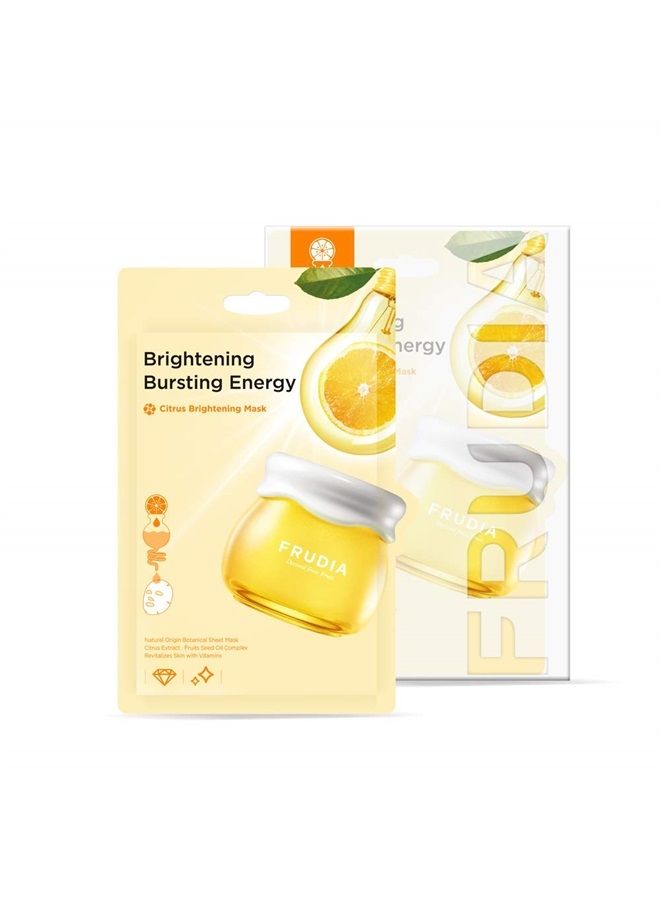 WELCOS Citrus Brightening Mask - Korean Face Mask Skincare | Brightening Face Masks Skincare Sheet Masks for Face Korean Moisturizer | Hydrating Face Mask Sheets (Pack of 10, 0.67 fl oz)