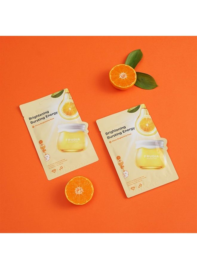 WELCOS Citrus Brightening Mask - Korean Face Mask Skincare | Brightening Face Masks Skincare Sheet Masks for Face Korean Moisturizer | Hydrating Face Mask Sheets (Pack of 10, 0.67 fl oz)