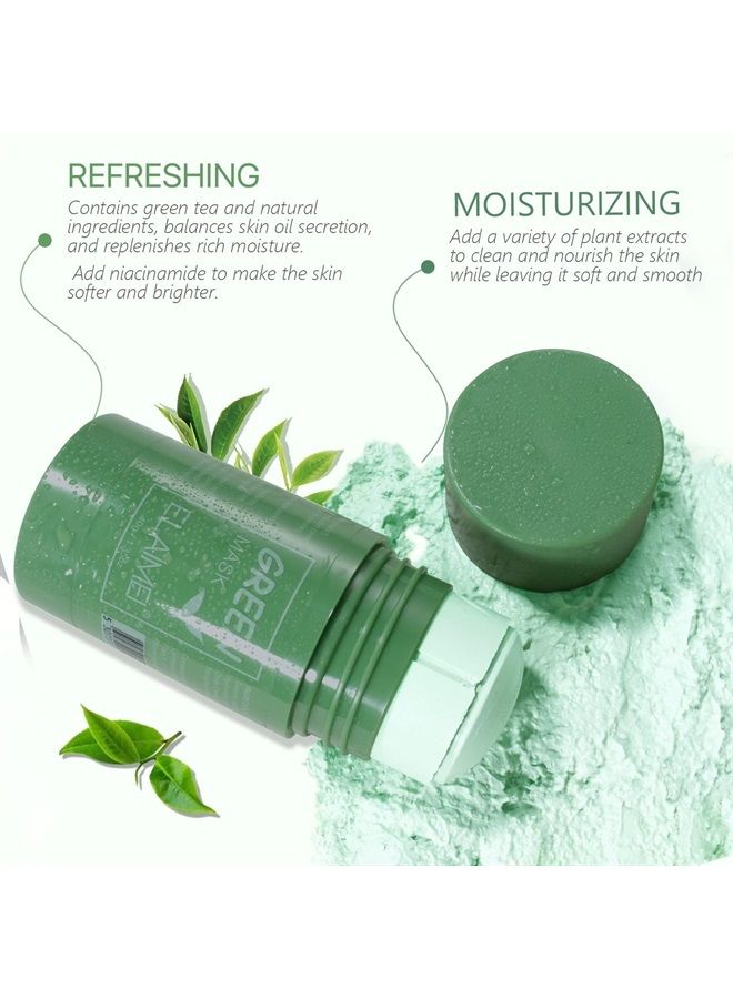 Green Tea Cleansing Stick Mask for Face, Blackhead Remover with Green Tea Extract, Shrink Pores Soothing Repair Deep Cleaning Face Oil Control, Detoxifying Skin for Men and Women