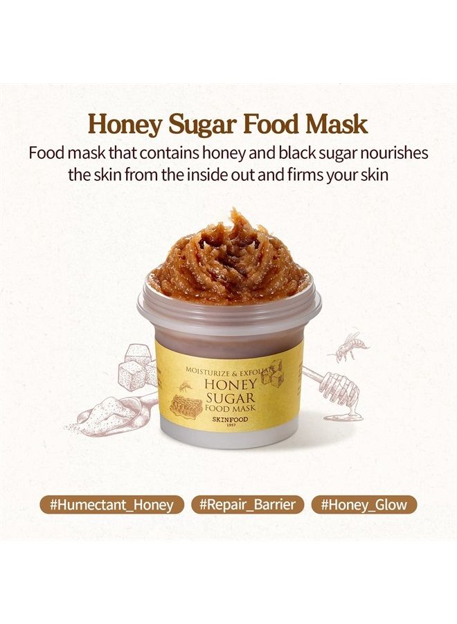 SKINFOOD Mask Honey Sugar 120g - Facial Pore Cleanser, Nourishing & Firming Skin Exfoliator - Wash Off Face Masks w/Melting Sugar for Healthy and Smooth Skin- Shower-Proof Texture (4.23 oz)