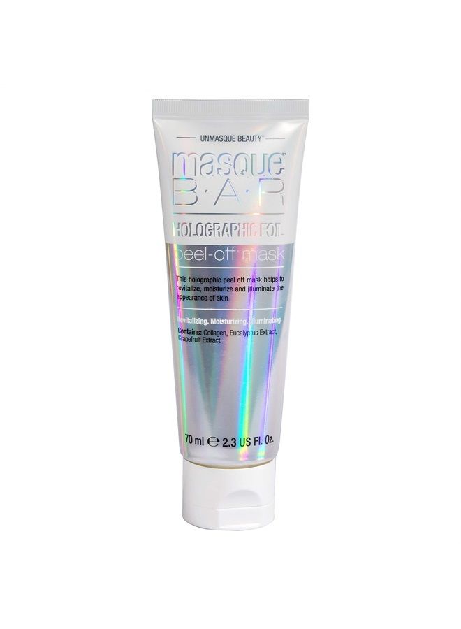 Holographic Foil Facial Peel Off Mask (70ml/Tube) — Korean Beauty Skin Care Treatment — Cleanses, Exfoliates, Detoxifies, Moisturizes — Improves Complexion, Makes Skin Look Glowing & Bright