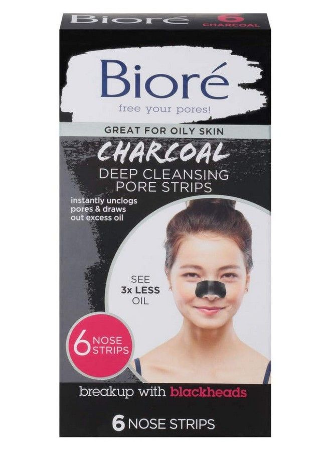 Biore Charcoal Deep Cleansing Pore Strips 6 Count (3 Pack)