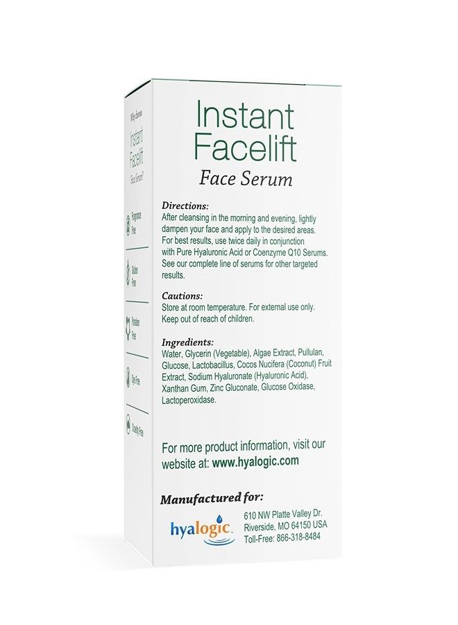 Instant Facelift Serum w/ Hyaluronic Acid & Pepha Tight Formula to Lift, Firm & Tighten Skin - Hyaluronic Acid Serum for Face—Lessens Fines Lines & Wrinkles, 1 fl. oz. - Hyalogic Epsilk Brand