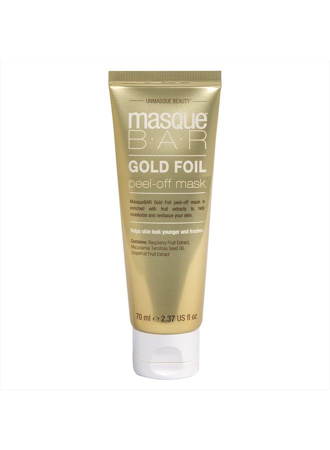 Gold Foil Facial Peel Off Mask (70ml/Tube) — Korean Beauty Skin Care Treatment — Clarifies, Treates Pores, Detoxifies, Moisturizes — Skin Cell Renewal, Improves Complexion, Makes It Glowing