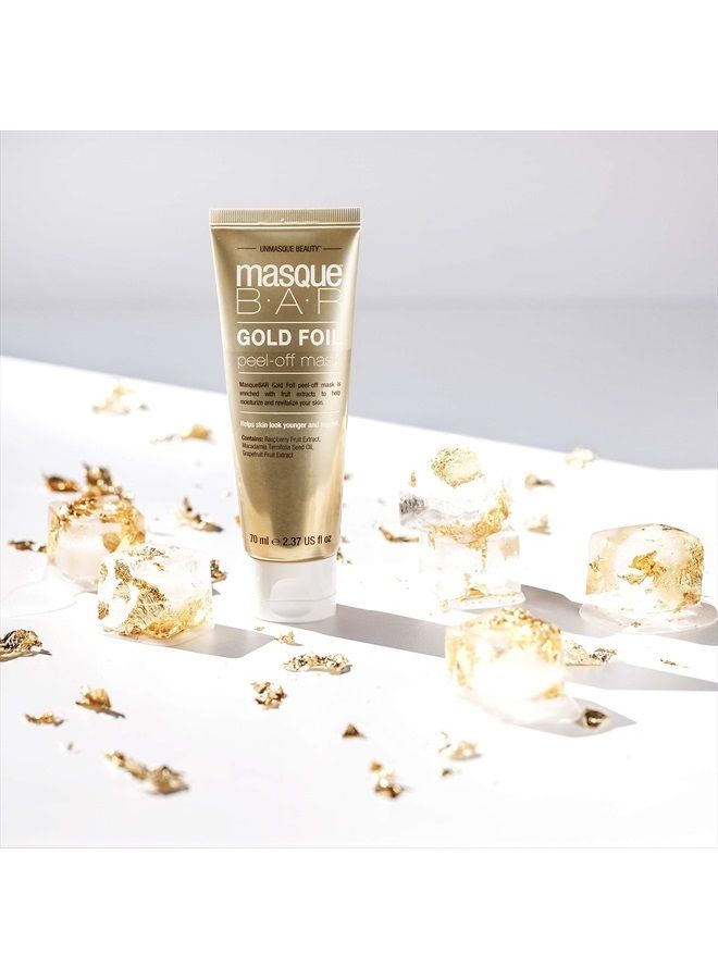 Gold Foil Facial Peel Off Mask (70ml/Tube) — Korean Beauty Skin Care Treatment — Clarifies, Treates Pores, Detoxifies, Moisturizes — Skin Cell Renewal, Improves Complexion, Makes It Glowing