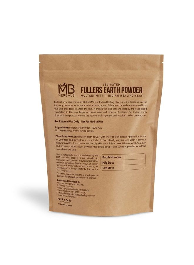 Fullers Earth Powder 227g | Half Pound | Fuller's Earth Powder | Multani Mud Mitti | Indian Healing Clay | Bentonite Clay | 100% Pure No Added Fragrance | Natural Face Pack