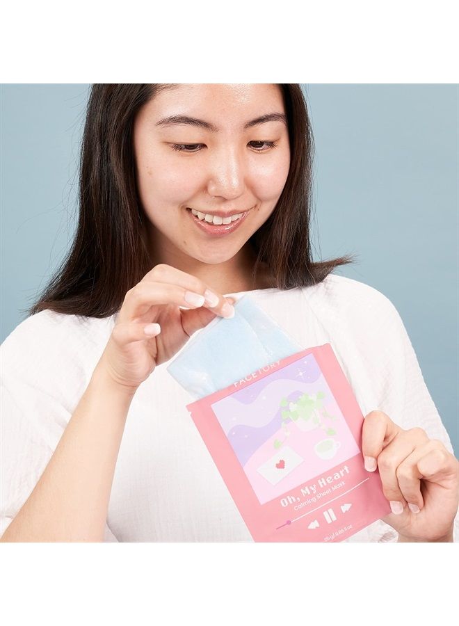 Oh My Heart Sheet Mask with Heartleaf Extract - Soft, Form-Fitting Sheet Mask, For Acne Prone Skin - Calming, Hydrating, and Soothing (Pack of 10)