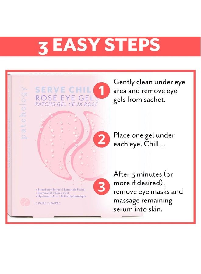 Serve Chilled Rosé Hydrating Under Eye Patches for Dark Circles, Under Eye Mask, Eye Patches, Eye Masks for Dark Circles, Eye Serum for Dark Circles and Puffiness, Undereye Patches, 5 Pairs