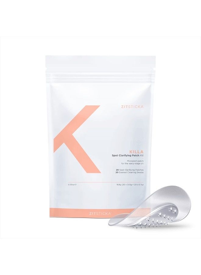 Killa Kit | Self-Dissolving Microdart Acne Pimple Patch for Zits and Blemishes | Spot Targeting for blind, early-stage, hard-to-reach zits for Face and Skin (20 Pack)