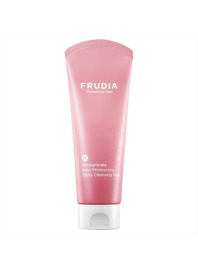 WELCOS Pomegranate Nutri-Moisturizing Sticky Cleansing Foam | Korean Skin Care Face Cleanser for Firmness & Hydration | Facial Cleanser w/Adenosine & Pomegranate Extract (4.90 fl oz)