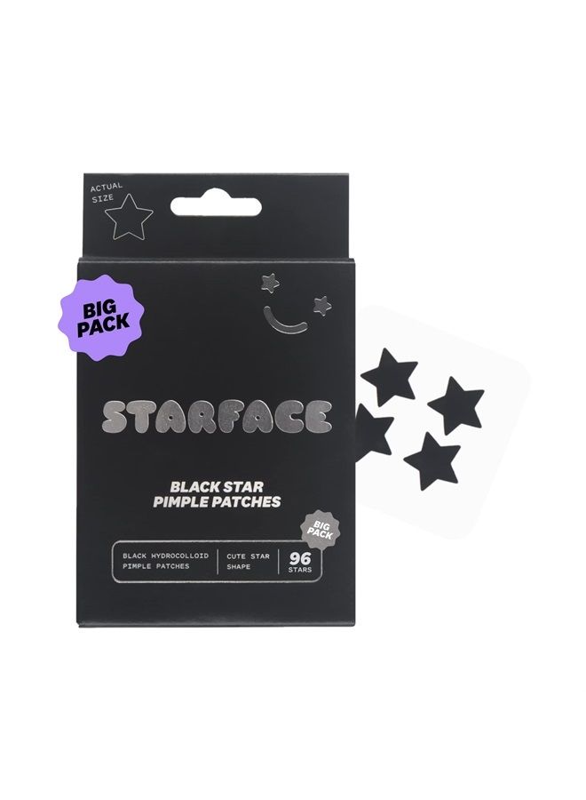 Starface Black Star Big Pack, Hydrocolloid Pimple Patches, Absorb Fluid and Reduce Inflammation, Cute Star Shape, Cruelty-Free Skincare (96 Count)