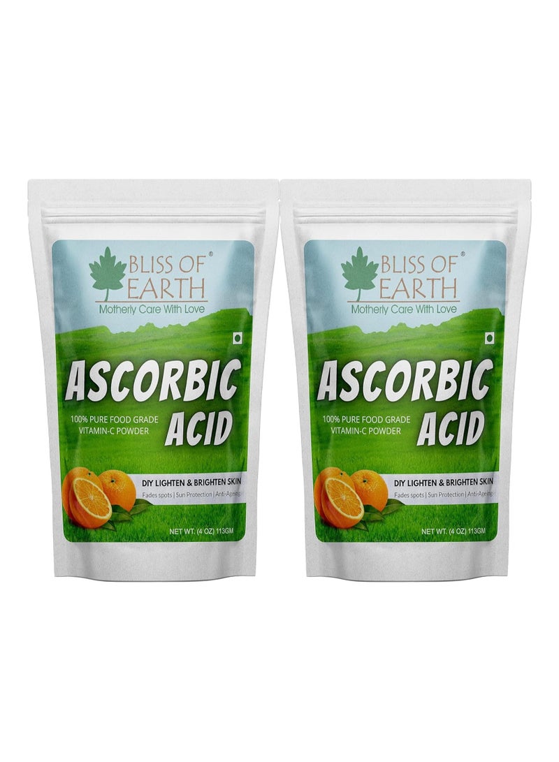 Bliss of Earth 4 oz Ascorbic Acid Powder Pure Food Grade Vitamin C Rich Powder For Skin face Cosmetic & DIY Products 113GM