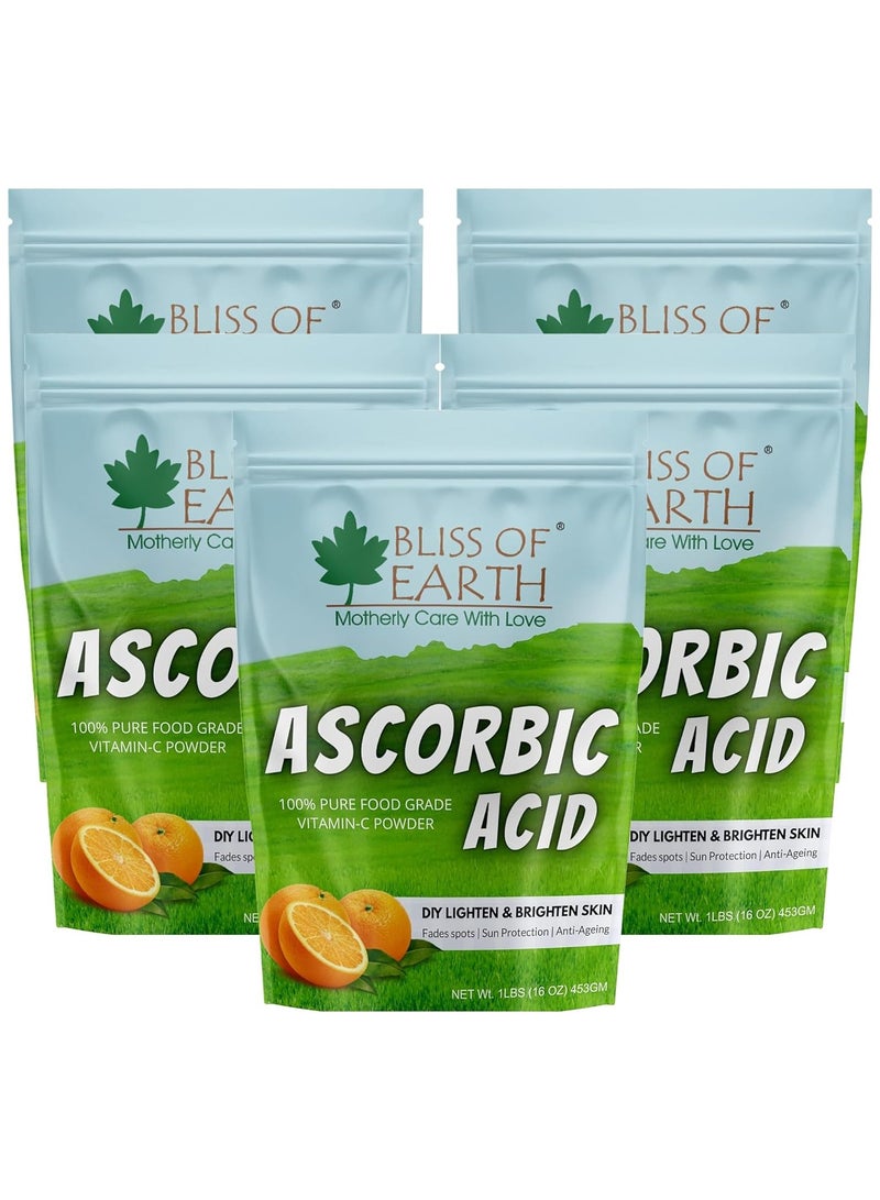 Bliss of Earth 2x16 oz Ascorbic Acid Powder Pure Food Grade Vitamin C Rich Powder For Skin,face Cosmetic & DIY Products 5x453GM