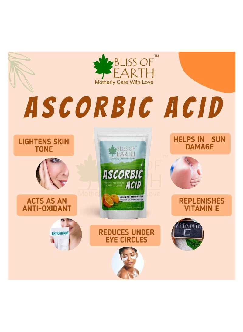 Bliss of Earth 2x16 oz Ascorbic Acid Powder Pure Food Grade Vitamin C Rich Powder For Skin,face Cosmetic & DIY Products 4x453GM