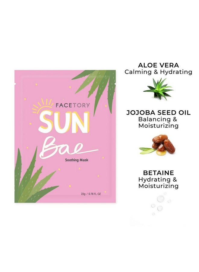 Acetory Sun Bae Soothing Sheet Mask With Aloe Vera Soft Sheet Mask For All Skin Types Soothing Sun Care Calming And Hydrating Face Mask (Pack Of 10)