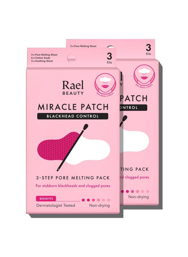 Ael Blackhead Remover Miracle Patch Melting Pack Nose Strips For Blackheads Pore Melting And Soothing Sheets 3 Step Kit Sebum Removing Cotton Swabs Dermatologist Tested (2 Pack)