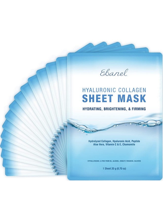 Banel 15 Pack Collagen Peptide Hydrating Face Masks Instant Brightening Firming Anti Aging Face Sheet Masks Moisturizing Spa Face Masks Skincare With Hyaluronic Acid Vitamin C Chamomile Aloe