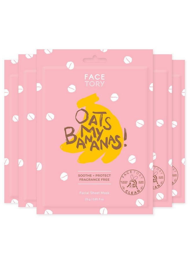 Acetory Oats My Bananas Soothing Sheet Mask With Oats Extract (Pack Of 5) Soft Banana Fiber Mask Material For All Skin Types Soothing Moisturizing Radiance Boosting