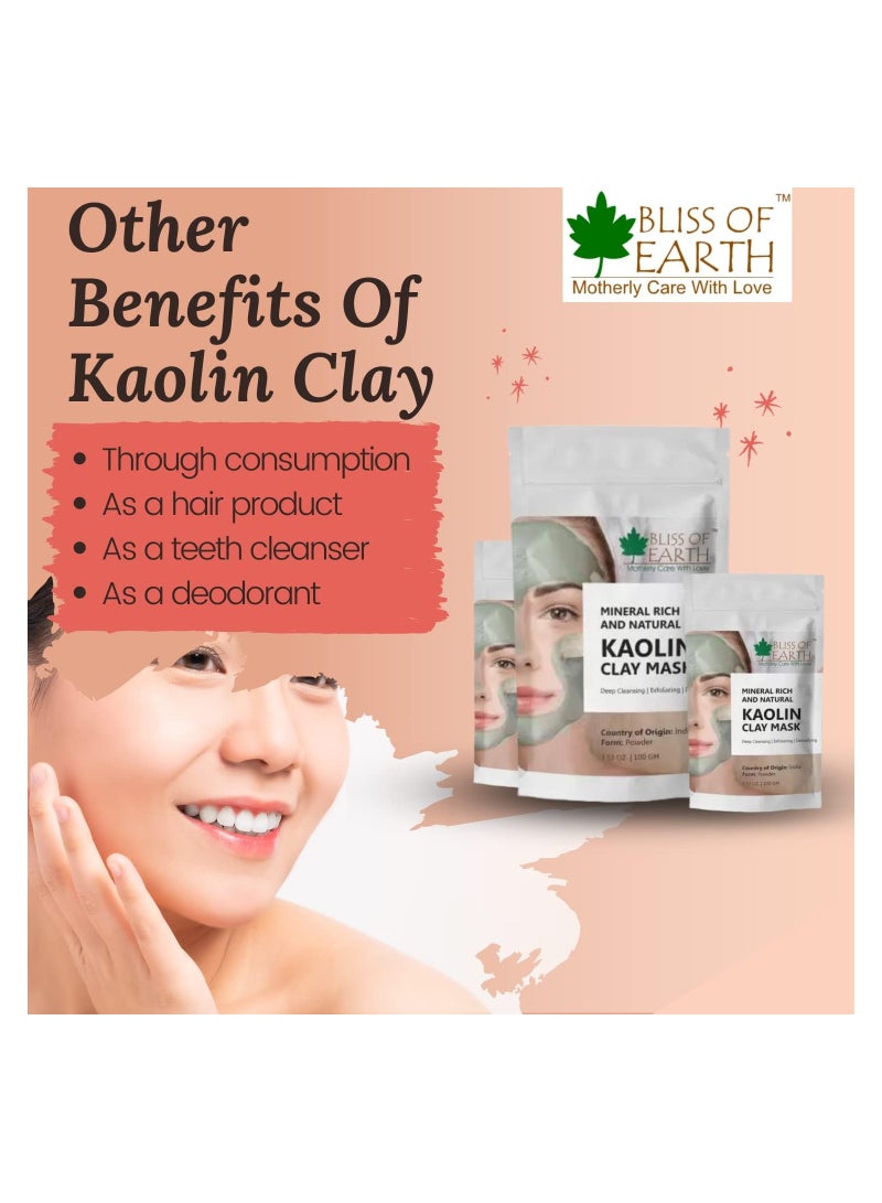 100% Pure White Kaolin Clay Powder Finest Grade Natural Facial Mask 100GM Pack of 5