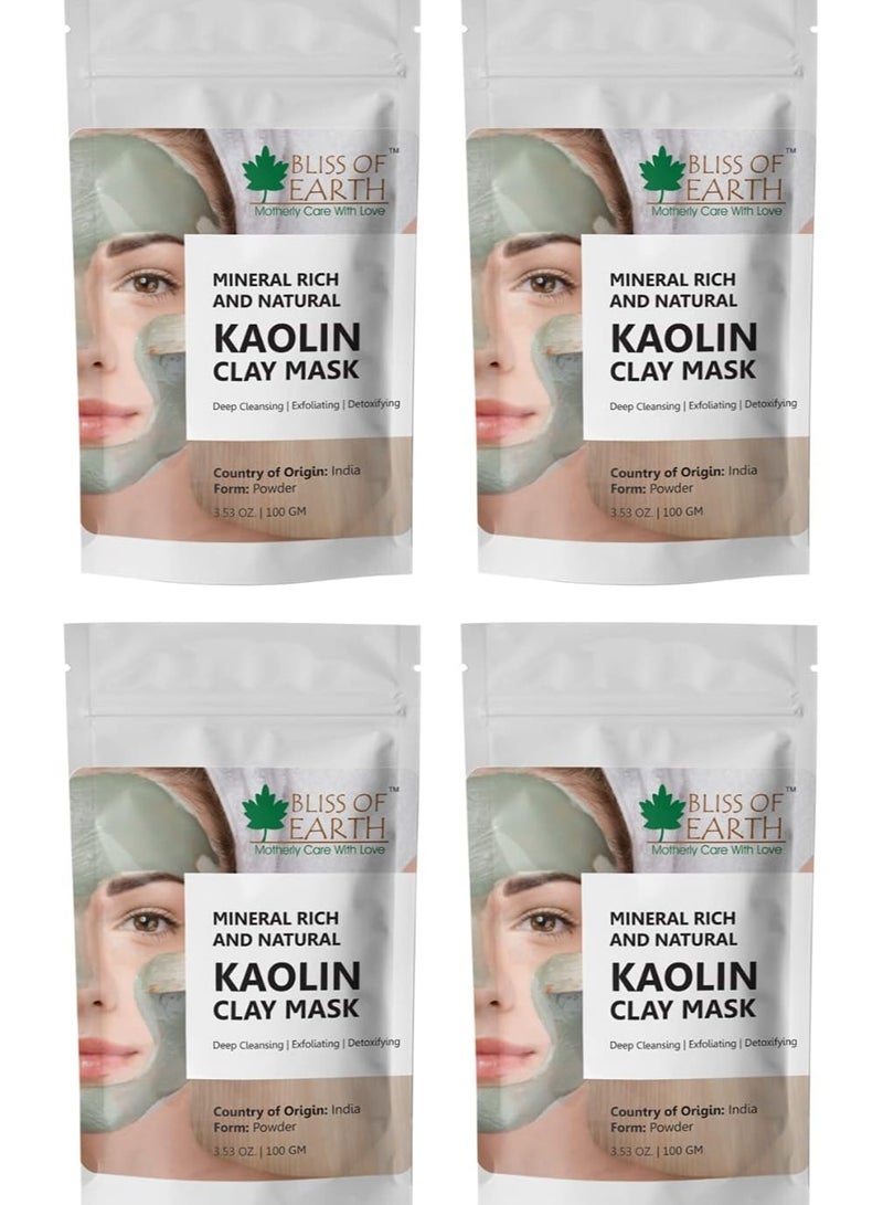 100% Pure White Kaolin Clay Powder Finest Grade Natural Facial Mask 100GM Pack of 4