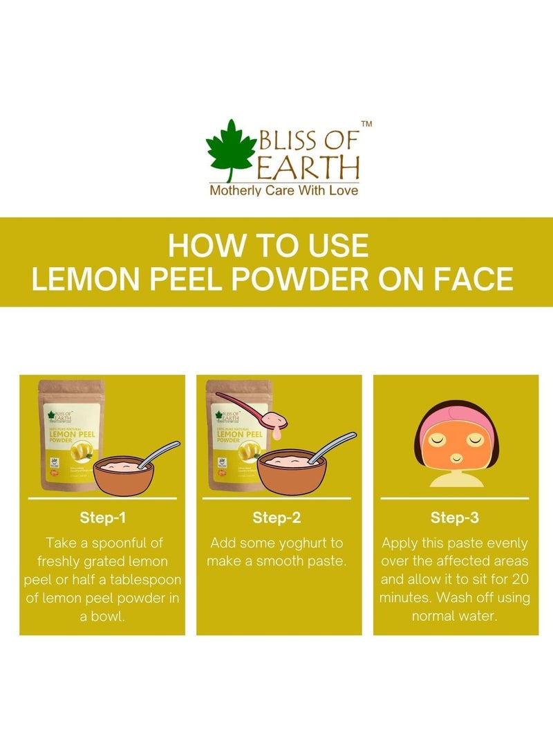 Bliss of Earth 100% Pure Lemon Peel Powder 100g Pack of 3