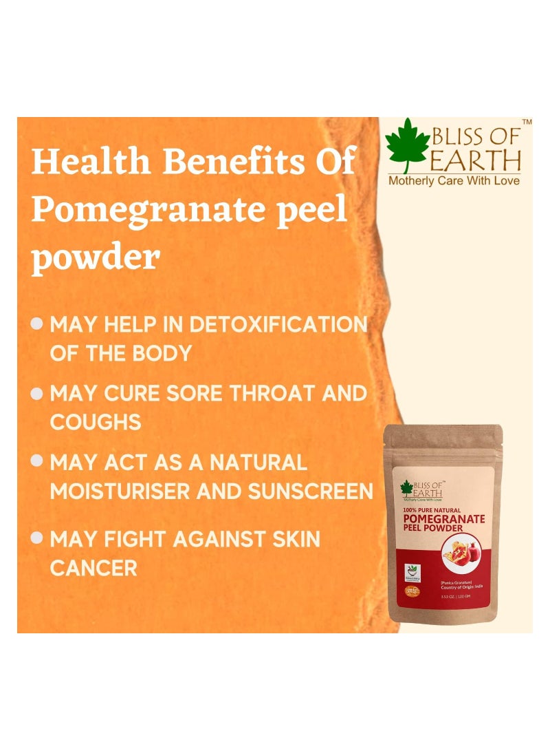 100% Pure & Natural Pomegranate Peel Powder 100GM Cure Pimple & Acne Remove Wrinkles Natural Sore Throat Reliver Anar Powder Pack of 5