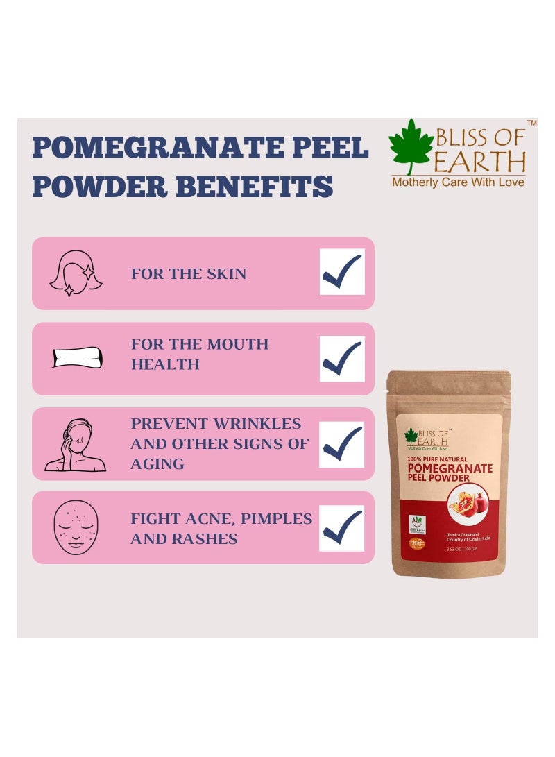 100% Pure & Natural Pomegranate Peel Powder 100GM Cure Pimple & Acne Remove Wrinkles Natural Sore Throat Reliver Anar Powder Pack of 5