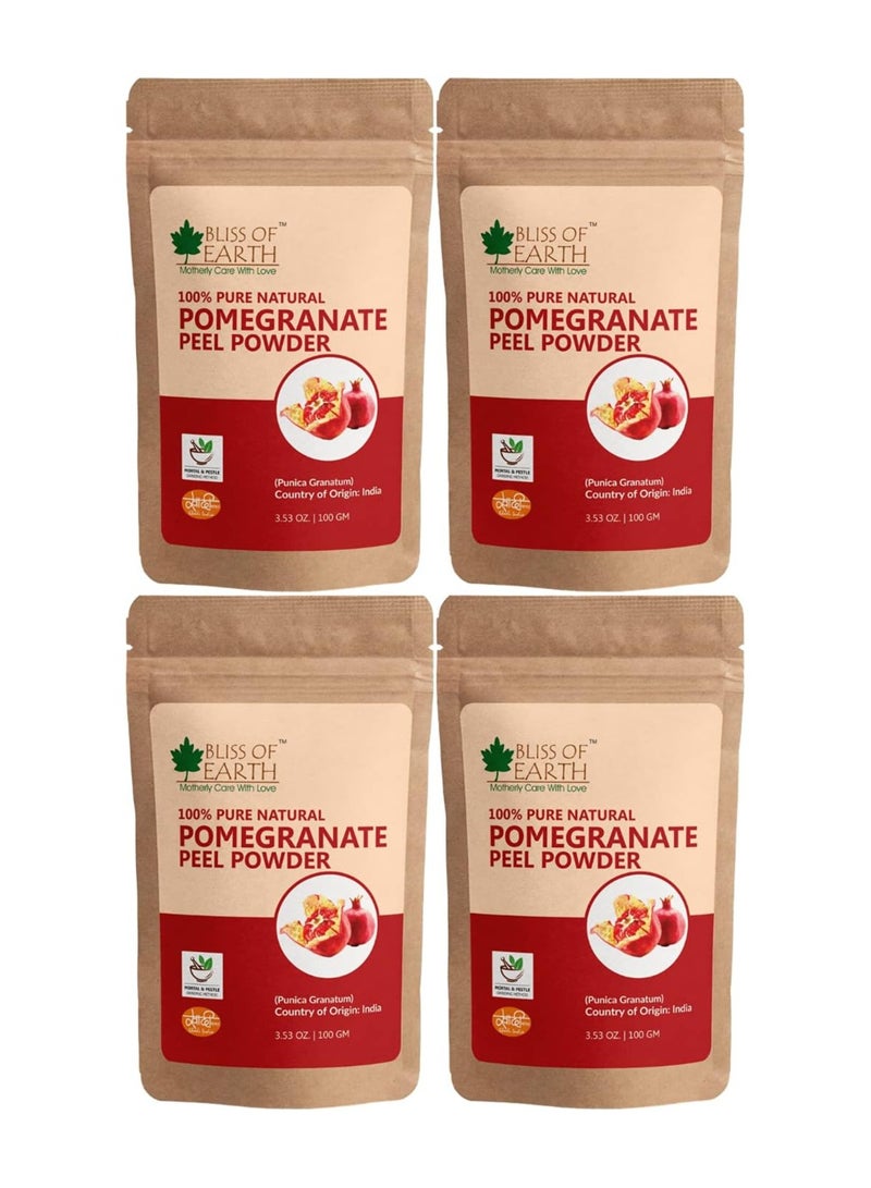 100% Pure & Natural Pomegranate Peel Powder 100GM Cure Pimple & Acne Remove Wrinkles Natural Sore Throat Reliver Anar Powder Pack of 4