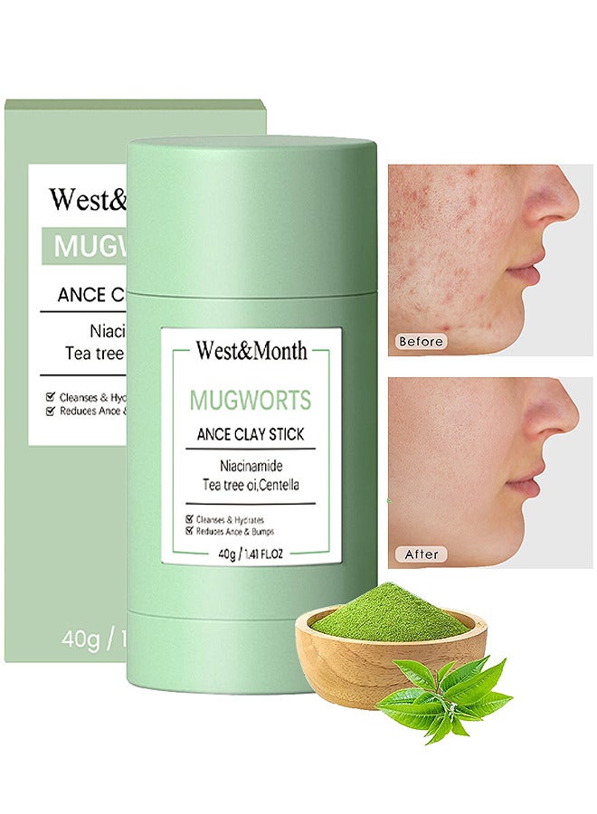 Mugwort Acne Clay Stick, Mugwort Anti Pores And Acne Clay Mask, Cleansing Mask Mud Mask For Men And Women, Moisturizing Oil Control Shrink Remove Blackheads, Shrink Pores, Improve Skin Tone