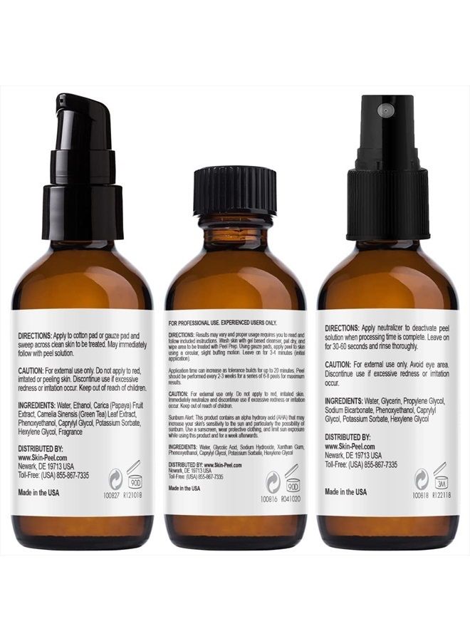 MedPeel Glycolic Acid 30% Essential Peel Kit, Includes Peel, Prep, Neutralizer, Light Strength Chemical Face Peel, Minimize Fine Lines, Wrinkles, Dark Spots, All Skin Tones, 1oz/30ml (Kit of 3)