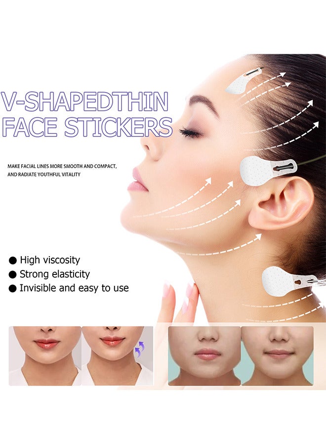 40PCS V-Shapedthin Face Stickers, Face Lift Tape, Ultra-Thin Invisible Face Tape With Lifting Ropes Elastic, Tightening Skin And Hiding Facial And Neck Wrinkles Lifting Saggy Skin