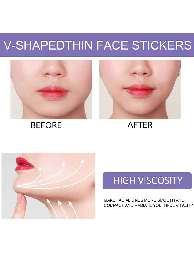 40PCS V-Shapedthin Face Stickers, Face Lift Tape, Ultra-Thin Invisible Face Tape With Lifting Ropes Elastic, Tightening Skin And Hiding Facial And Neck Wrinkles Lifting Saggy Skin