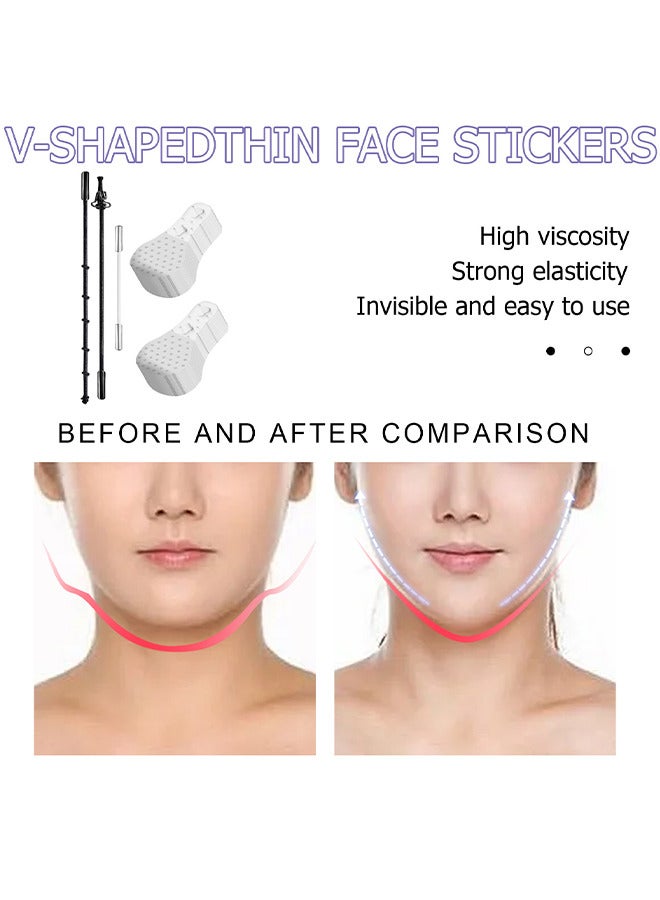 40PCS V-Shapedthin Face Stickers, Face Lift Tape, Ultra-Thin Invisible Face Tape With Lifting Ropes Elastic, Tightening Skin And Hiding Facial And Neck Wrinkles Lifting Saggy Skin