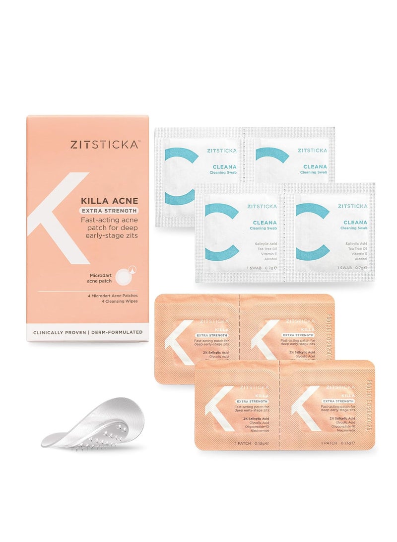 ZitSticka killa acne patches world's most potent pimple patch with fast acting microdarts starts working within 2 hours for deep early stage zits 4 pack