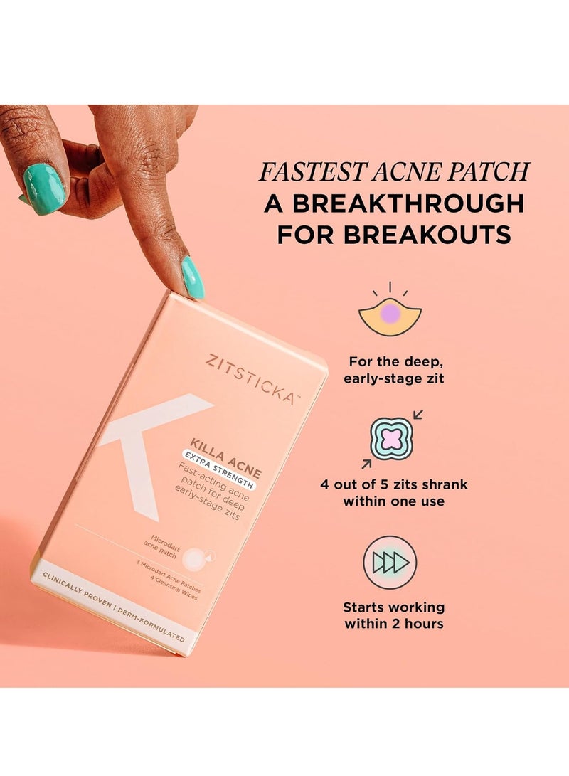 ZitSticka killa acne patches world's most potent pimple patch with fast acting microdarts starts working within 2 hours for deep early stage zits 4 pack