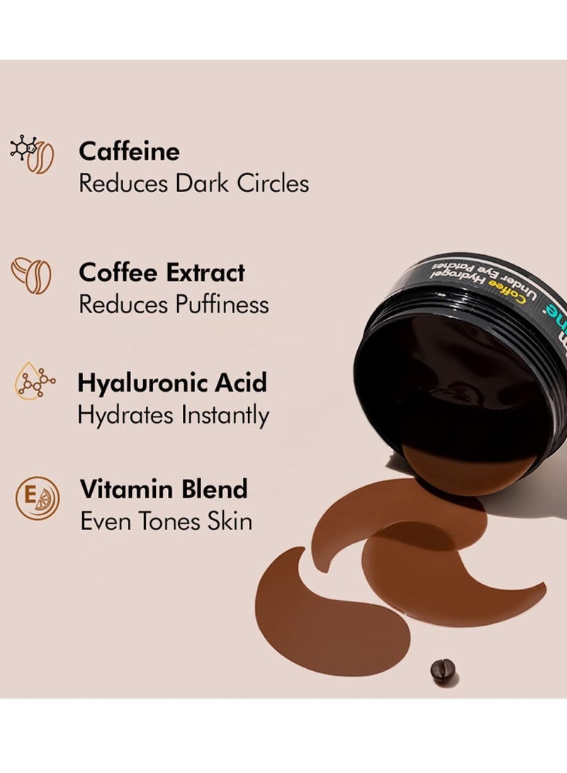 Mcaffeine Coffee Hydrogel Under Eye Patches For Dark Circles and Puffiness Reduction Caffeine and Hyaluronic Acid Moisture-Lock Technique For 2X Hydration - 30 Pairs 90G