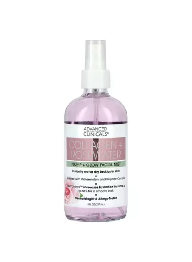 Collagen + Rosewater, Plump + Glow Facial Mist, 8 fl oz (237 ml)