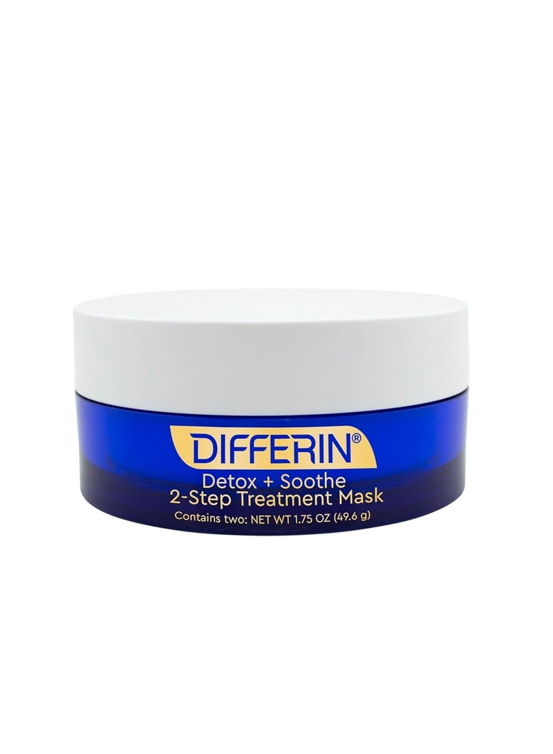 Differin Clay Face Mask, Detox and Soothe 2 Step Treatment Clay Mask by the makers of Differin Gel, Gentle Skin Care for Acne Prone Sensitive Skin, 1.75 oz